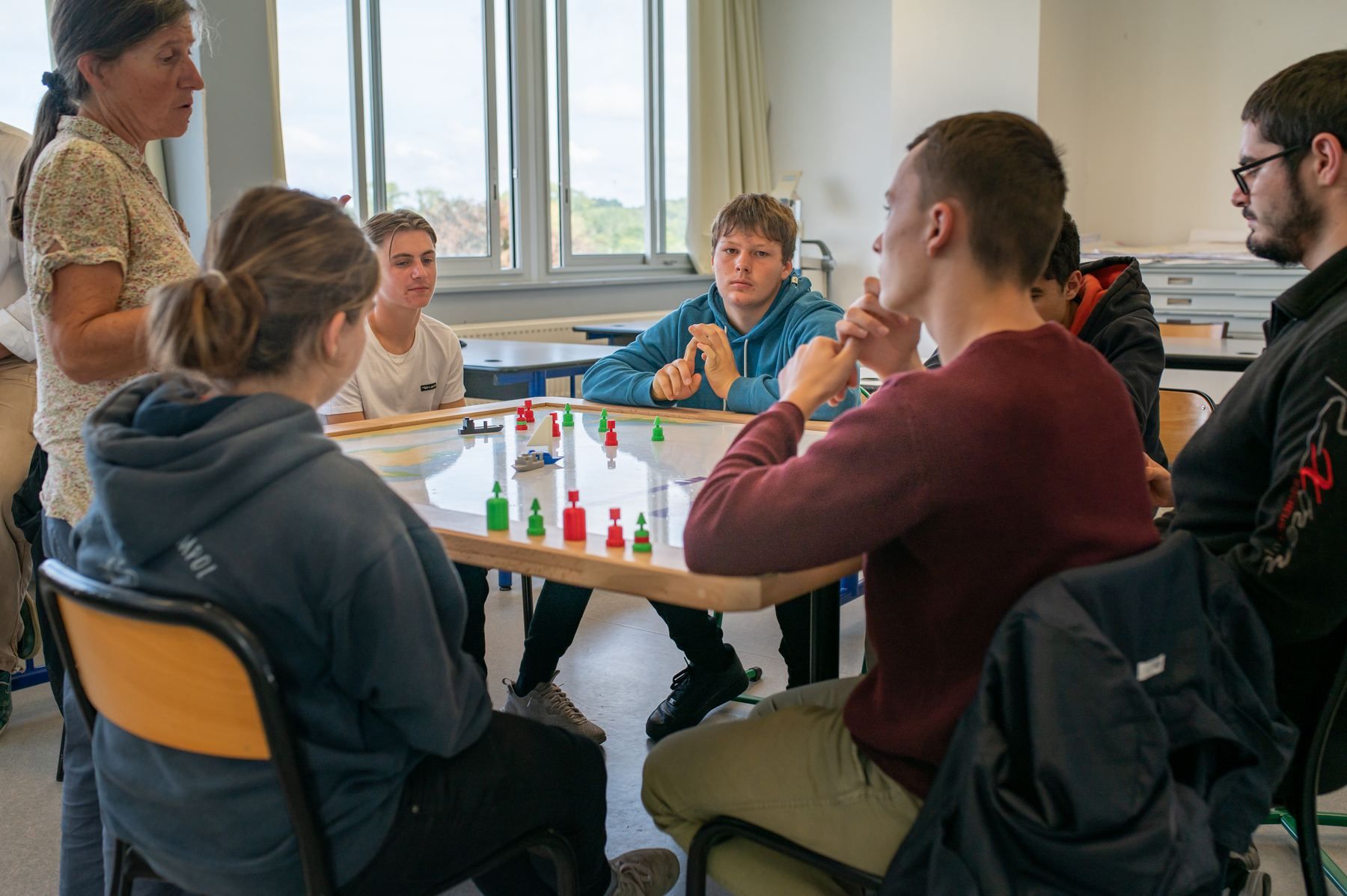 Instructor and students during a session